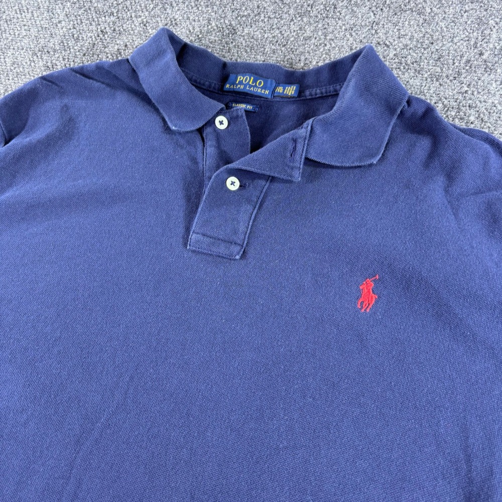 Polo Ralph‎ Lauren Polo Shirt Mens XXL Navy Blue Classic Fit Cotton Pony Logo